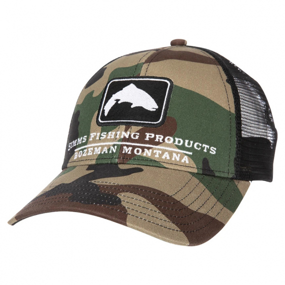 Simms Trout Icon Trucker CX Woodland Camo in der Gruppe Kleidung & Schuhe / Kappen & Kopfbedeckungen / Caps / Trucker-Kappen bei Sportfiskeprylar.se (12226-569-00)