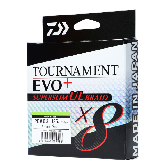 Daiwa Tournament X8 Braid Evo+ Superslim PE# in der Gruppe Schnüre / Geflochtene Schnüre bei Sportfiskeprylar.se (32-223313r)