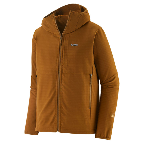 Patagonia M\'s R1 TechFace Fitz Roy Trout Hoody Shelter Brown in der Gruppe Kleidung & Schuhe / Kleidung / Pullover / Hoodies bei Sportfiskeprylar.se (81786-SHBN-Sr)