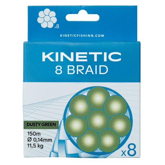 Kinetic 8 Braid 150m Dusty Green in der Gruppe Schnüre / Geflochtene Schnüre bei Sportfiskeprylar.se (F500-023-098r)