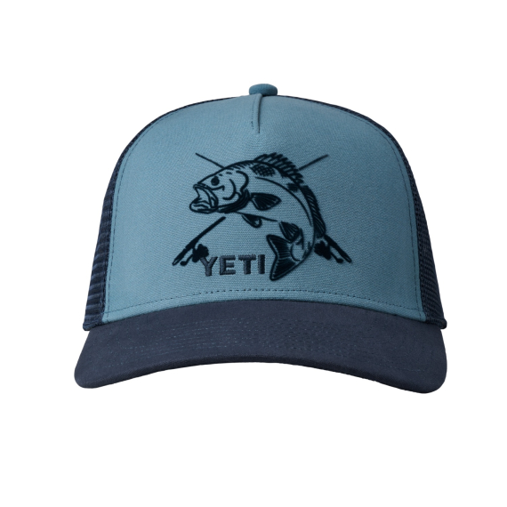 Yeti Fishing Bass 5 Panel Bow Fit Trucker Deep Blue/Navy in der Gruppe Kleidung & Schuhe / Kappen & Kopfbedeckungen / Caps / Trucker-Kappen bei Sportfiskeprylar.se (H020B)