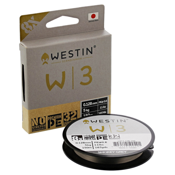 Westin W3 8 Braid 150m/165yds Smokey Grey in der Gruppe Schnüre / Geflochtene Schnüre bei Sportfiskeprylar.se (L011-080-150r)