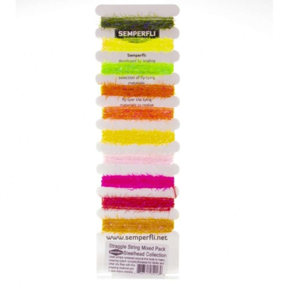 Semperfli Straggle String Mixed Pack- Bright Colours (Steelhead) in der Gruppe Haken & Zubehör / Fliegenbinden / Fliegenbindematerial / Garn & Chenille bei Sportfiskeprylar.se (MSTS010SHD)