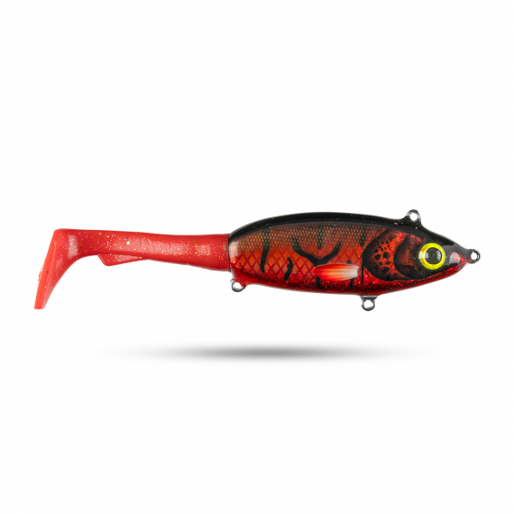 Pineslope Lures Goujon XL Slow Sink 25cm, 130g - Röd/Svart Glitter in der Gruppe Köder / Handgefertigte Köder / Handgefertigte Tailbaits bei Sportfiskeprylar.se (PSLGXLSS23-1)