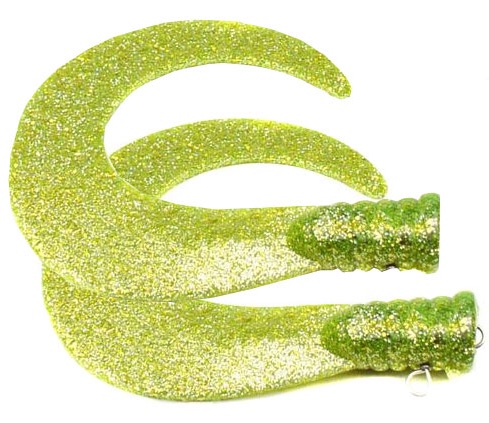 SvartZonker Big Tail (2-pack) - Chartreuse glitter in der Gruppe Angelmethoden bei Sportfiskeprylar.se (ZS101101)